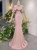 Pink Mermaid Halter Crystal Prom Dress