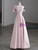 A-Line Pink One Shoulder Bow Prom Dress