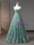 Green Ball Gown Tulle Straps Appliques Quinceanera Dress