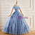 Blue Tulle Sequins Pearls Quinceanera Dress