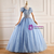 Blue Tule Sequins Short Sleeve Quinceanera Dress