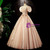 Champagne Pink Tulle Puff Sleeve Quinceanera Dress