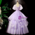 Purple Tulle V-neck Pleats Quinceanera Dress