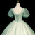 Green Tulle Short Sleeve Sequins Beading Quinceanera Dress