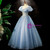 Blue Tulle Sequins Beading Puff Sleeve Quinceanera Dress