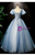 Blue Tulle Sequins Beading Puff Sleeve Quinceanera Dress