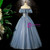 Blue Tulle Off the Shoulder Pearls Quinceanera Dress