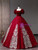 Burgundy Tulle Velvet Short Sleeve Quinceanera Dress