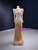 Champagne Gold Long Sleeve Beading Prom Dress