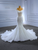White Mermaid Tulle Straps Beading Wedding Dress