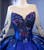 Royal Blue Tulle Long Sleeve Embroidery Prom Dress