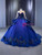 Royal Blue Tulle Long Sleeve Embroidery Prom Dress