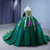 Green Tulle Sequins Gold Appliques Prom Dress