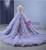 Purple Tulle Ball Gown Crystal Prom Dress