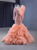 Orange Tulle Beading Long Sleeve Prom Dress
