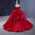 Red Tulle Off the Shoulder 3D Appliques Prom Dress