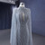 Sparkly gray chevron beaded formal dress with draped cape sleeves