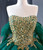 Green Tulle Sequins Appliques Strapless Pearls Prom Dress