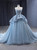 Blue Gray Tulle Sweetheart Pleats Prom Dress