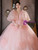 Pink Ball Gown Tulle Long Sleeve Puff Quinceanera Dress