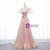 A-line Pink Sequins Puff Sleeve Prom Dress