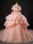 Pink Tulle Straps Feather Ball Gown Prom Dress