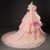 Pink Tulle Straps Feather Ball Gown Prom Dress