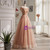 A-Line Champagne Tulle Beading Sequins Prom Dress