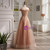 A-Line Champagne Tulle Beading Sequins Prom Dress