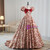 Burgundy Ball Gown Square Puff Sleeve Prom Dress
