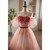 Pink Tulle Strapless Beading Sequins Prom Dress