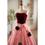 Pink Tulle Burgundy Velvet Sweetheart Prom Dress