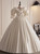 White Ball Gown Satin Puff Sleeve Wedding Dress