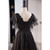 A-Line Black Tulle Sequins V-neck Beading Prom Dress