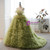 Green Ball Gown Tulle Feather Tiers Princess Dress