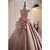 Pink Satin Strapless Flower Prom Dress