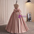 Pink Satin Strapless Flower Prom Dress