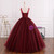 Burgundy Ball Gown Tulle Appliques Quinceanera Dress