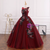 Burgundy Ball Gown Tulle Appliques Quinceanera Dress