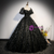 Black Lace Sequins Puff Sleeve Quinceanera Dress