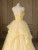 Yellow Tulle Spaghetti Straps Beading Prom Dress