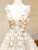 White Tulle Deep V-neck Appliques Prom Dress