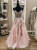 Pink Tulle Spaghetti Straps Appliques Prom Dress