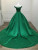 Ball Gown Green Satin Off the Shoulder Prom Dress