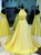 Yellow Satin Two Piece Halter Beading Prom Dress