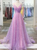 Purple Tulle Sequins Sequins Spaghetti Straps Prom Dress