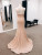Champagne Mermaid Sequins Strapless Split Prom Dress
