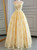 Yellow Tulle 3D Flower Prom Dress