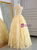 Yellow Tulle 3D Flower Prom Dress