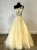 Yellow Tulle One Shoulder Appliques Prom Dress